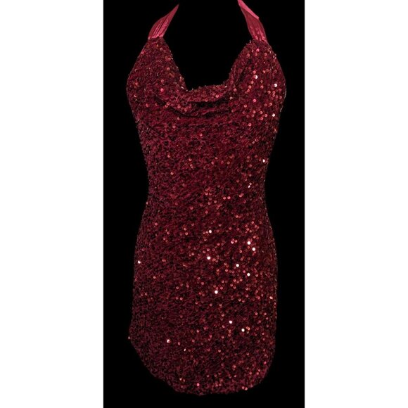 Selfie Leslie Dresses & Skirts - Glam Merlot Star Lights Halter Mini Dress By Selfie Leslie